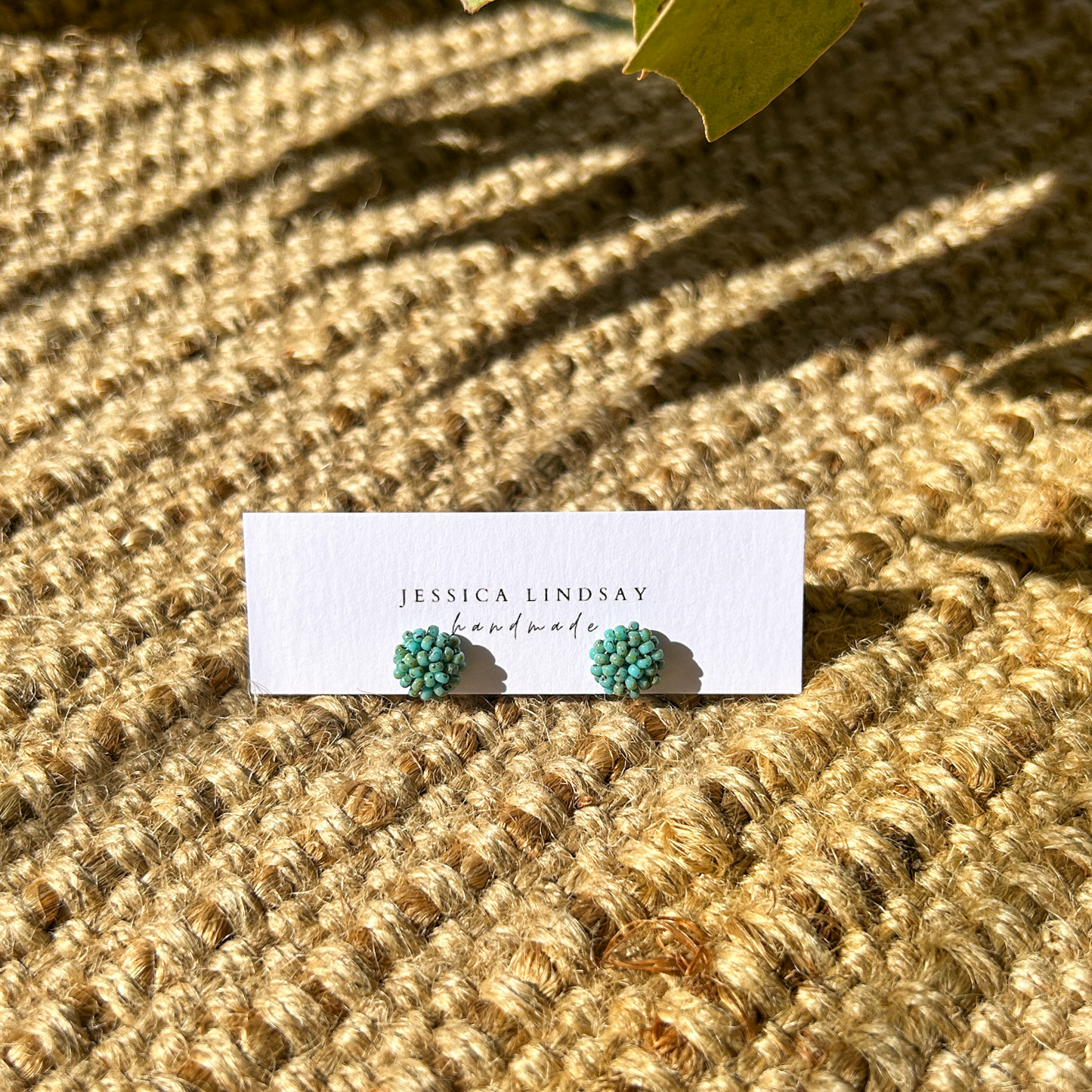 Beaded Stud Earrings Picasso Green