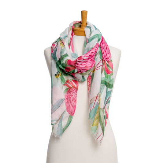 Pink Native Flower Garden Scarf