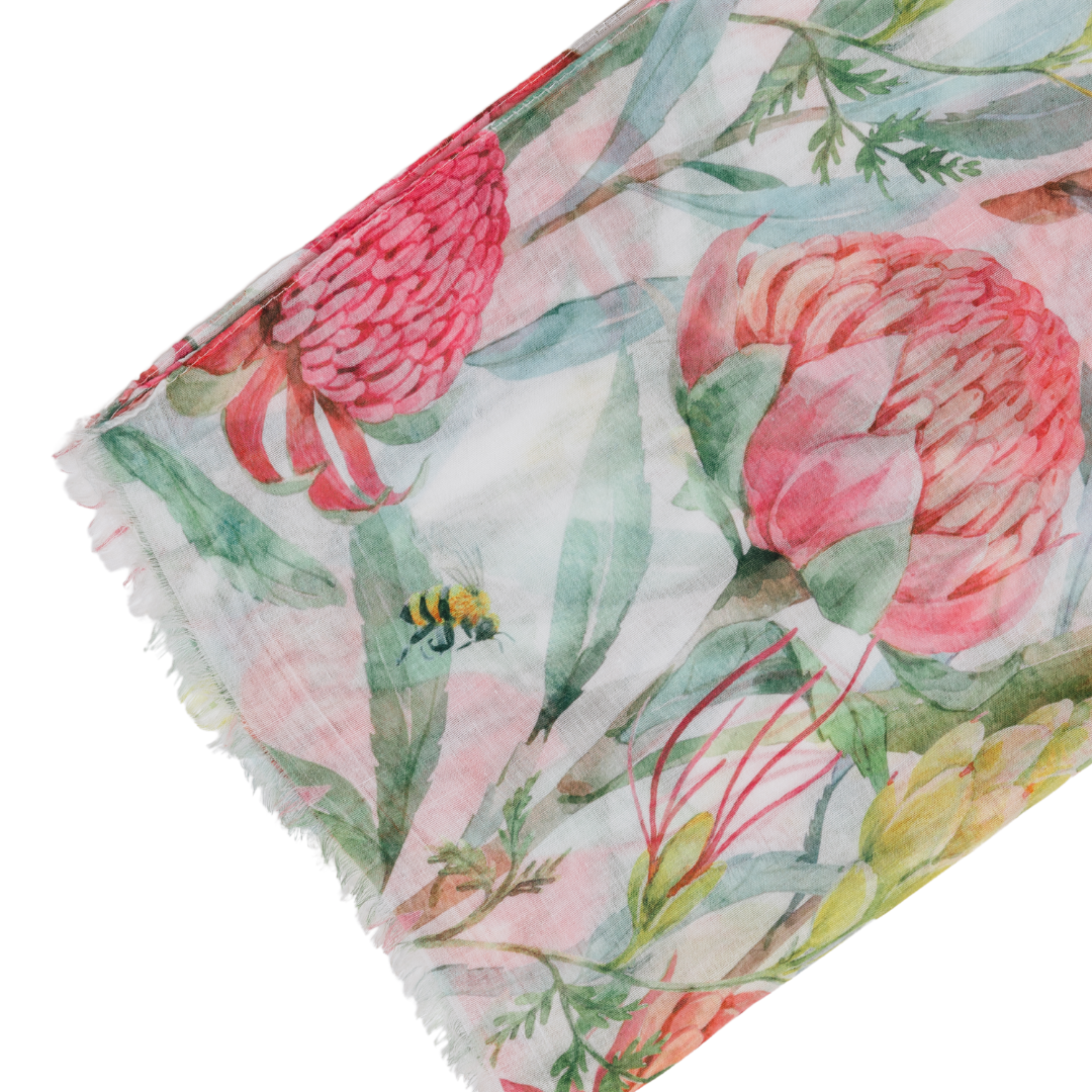 Pink Native Flower Garden Scarf