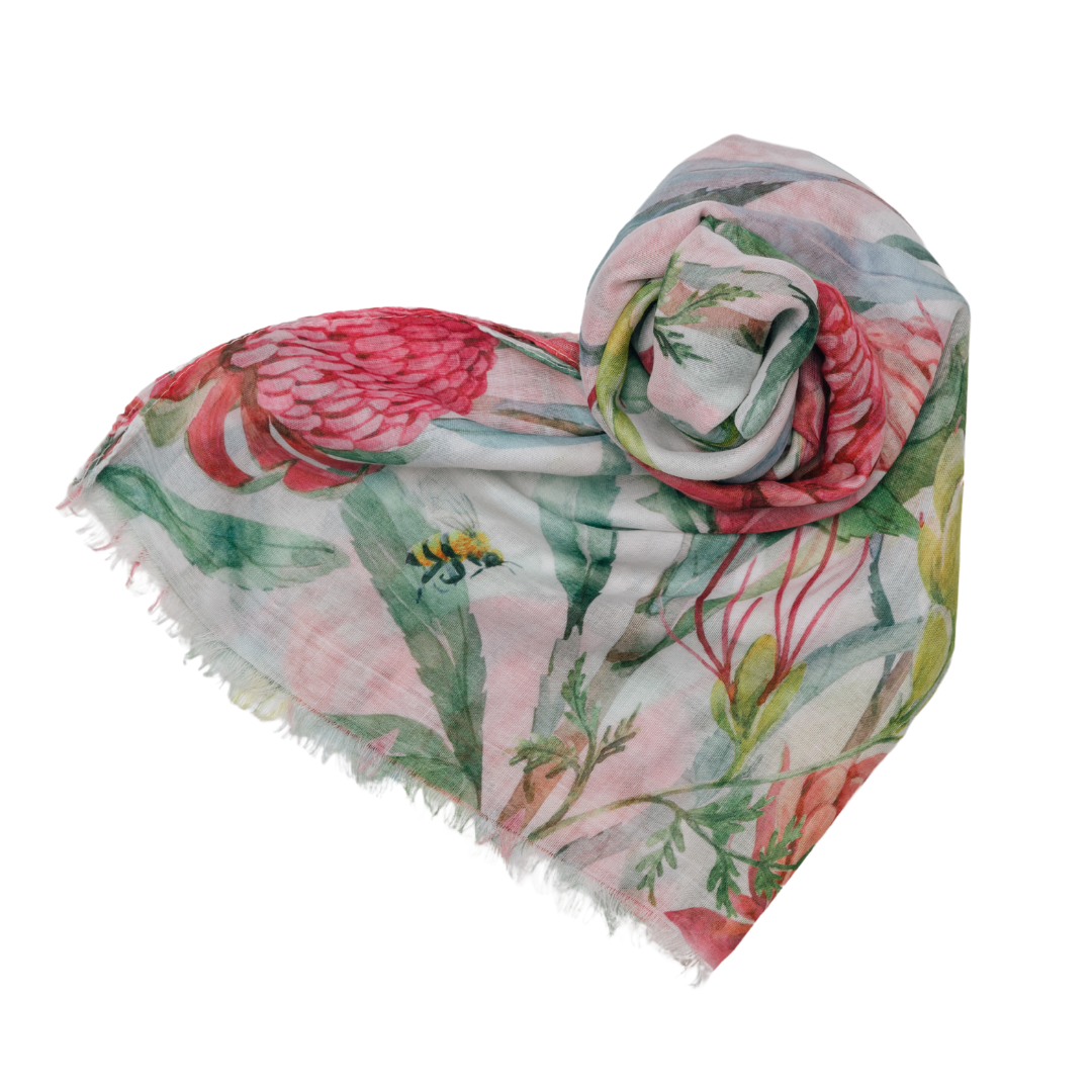 Pink Native Flower Garden Scarf