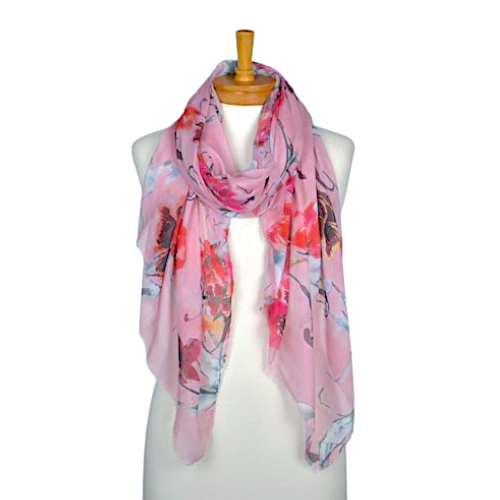 Pink Mix Flower Scarf