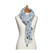 Blue Leaves Tassel Scarf