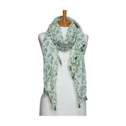 Green Leaves Tassel Scarf