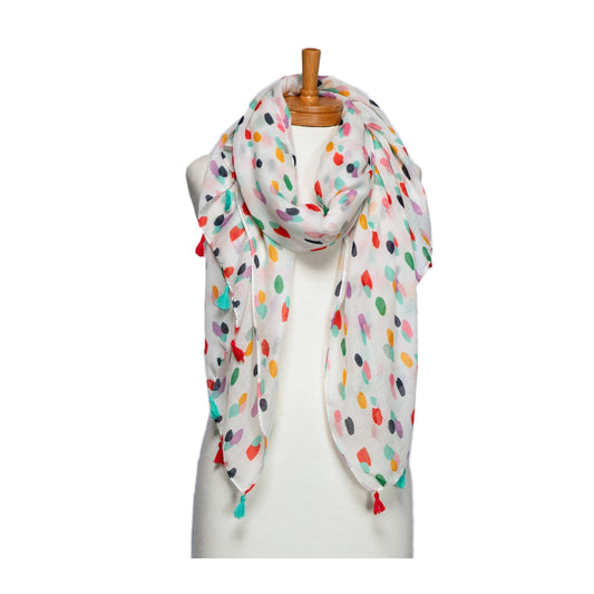 Colourful Polka Dot Tassel Scarf