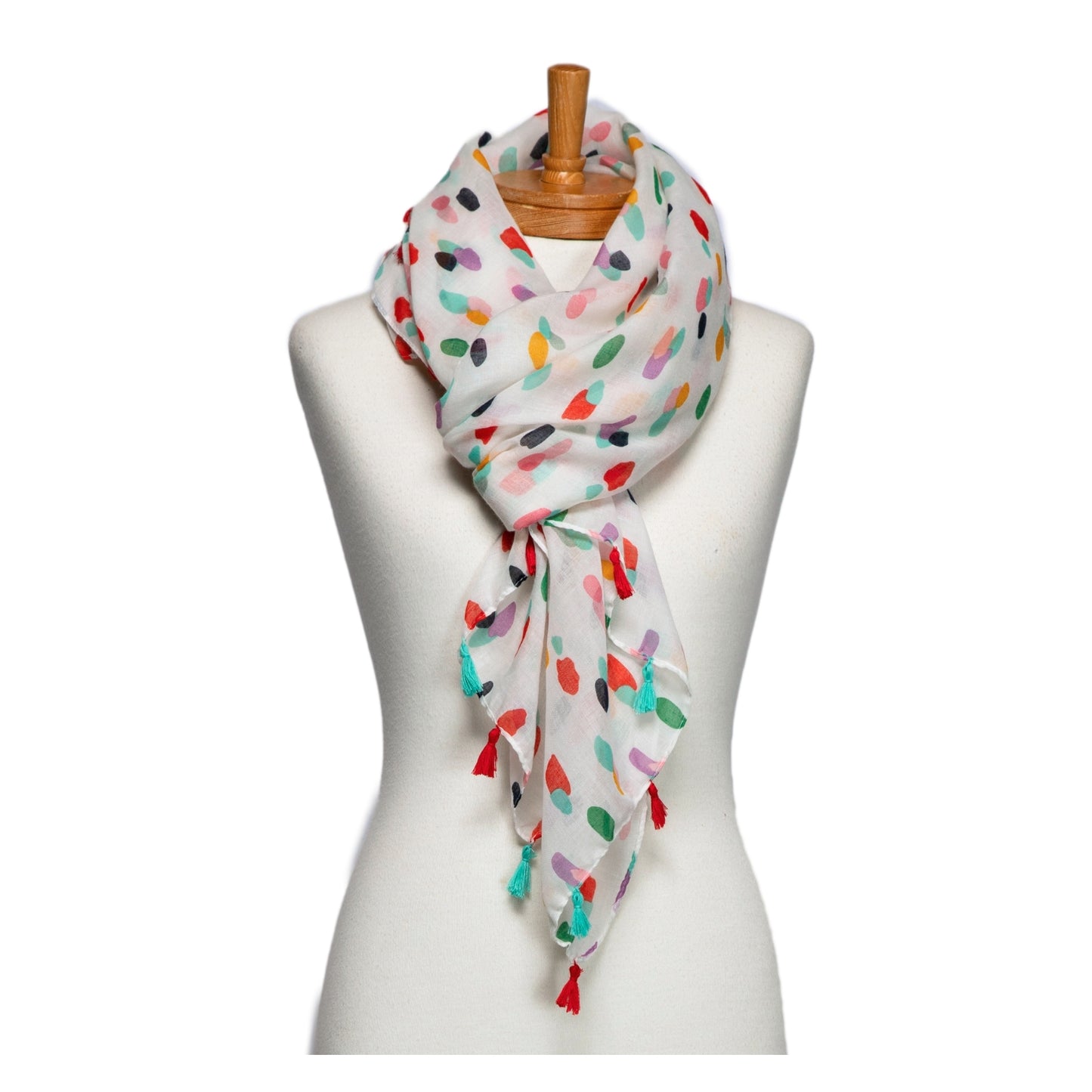 Colourful Polka Dot Tassel Scarf