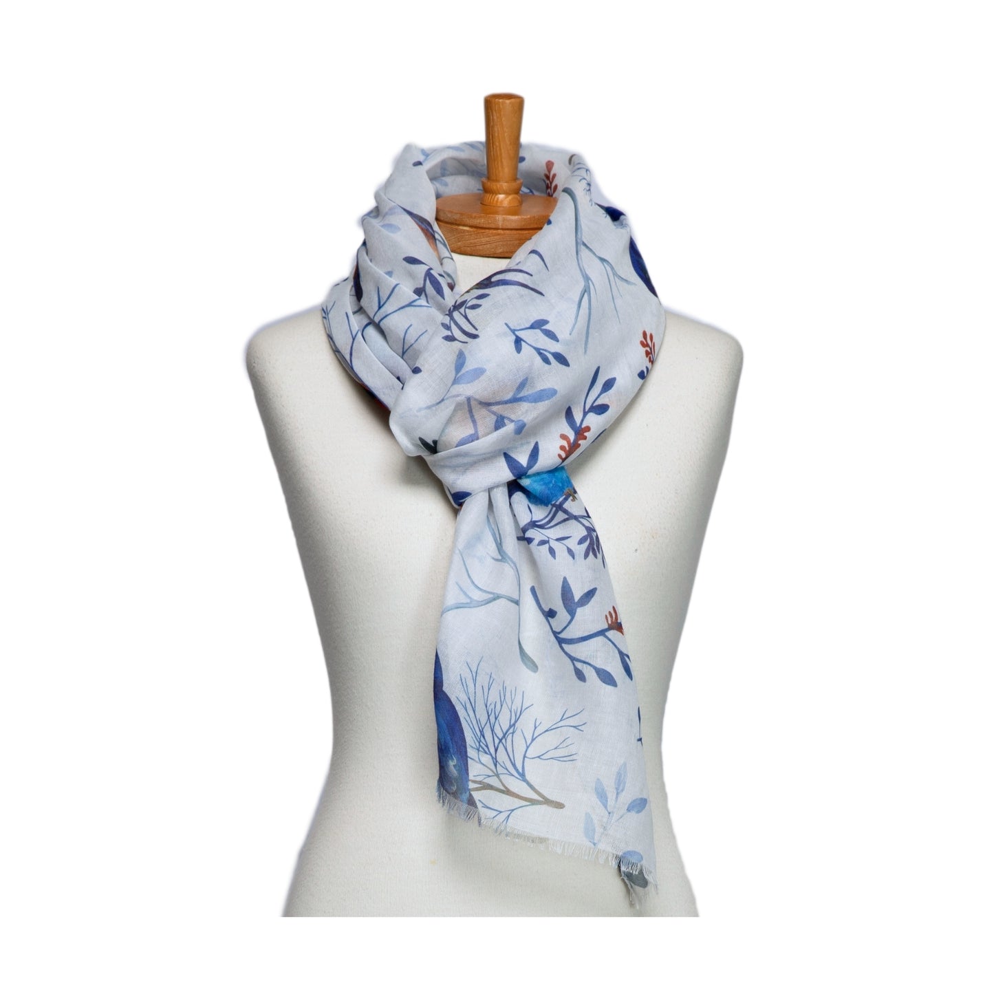 White Birds and Branches Scarf