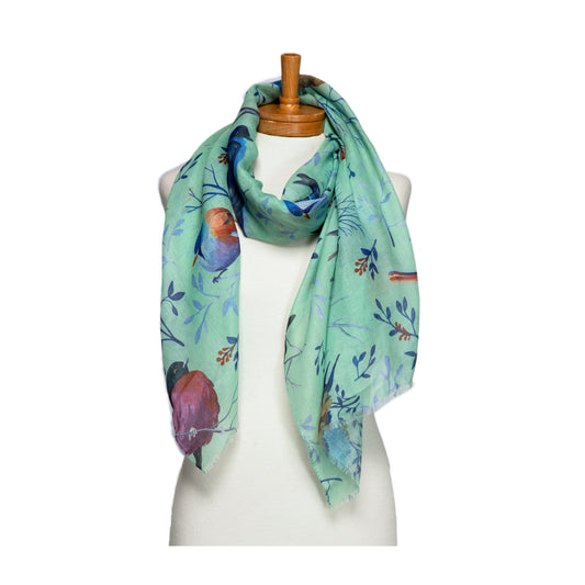 Mint Birds and Branches Scarf