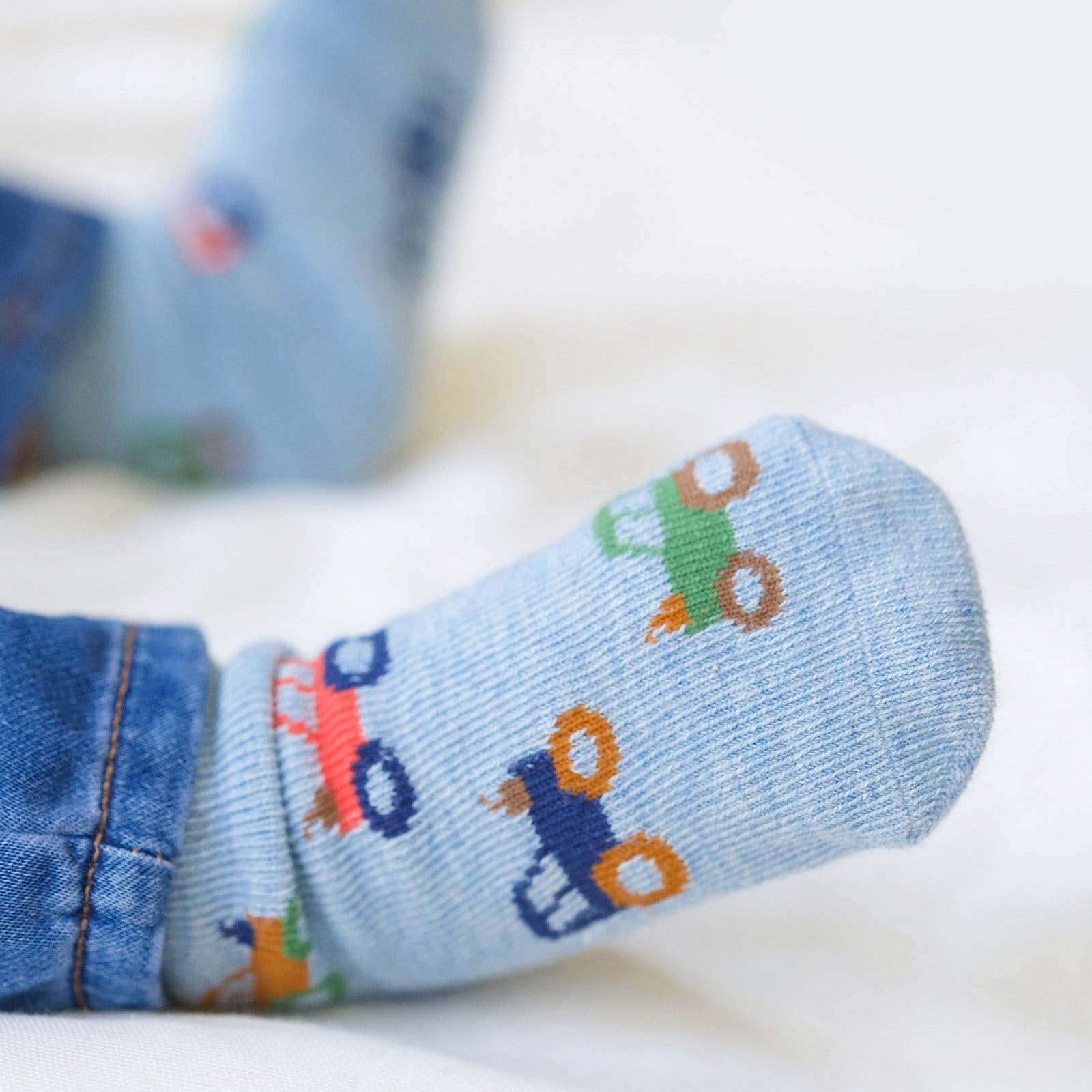 Organic Socks Ankle Jacquard Tiny Tractors