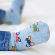 Organic Socks Ankle Jacquard Tiny Tractors