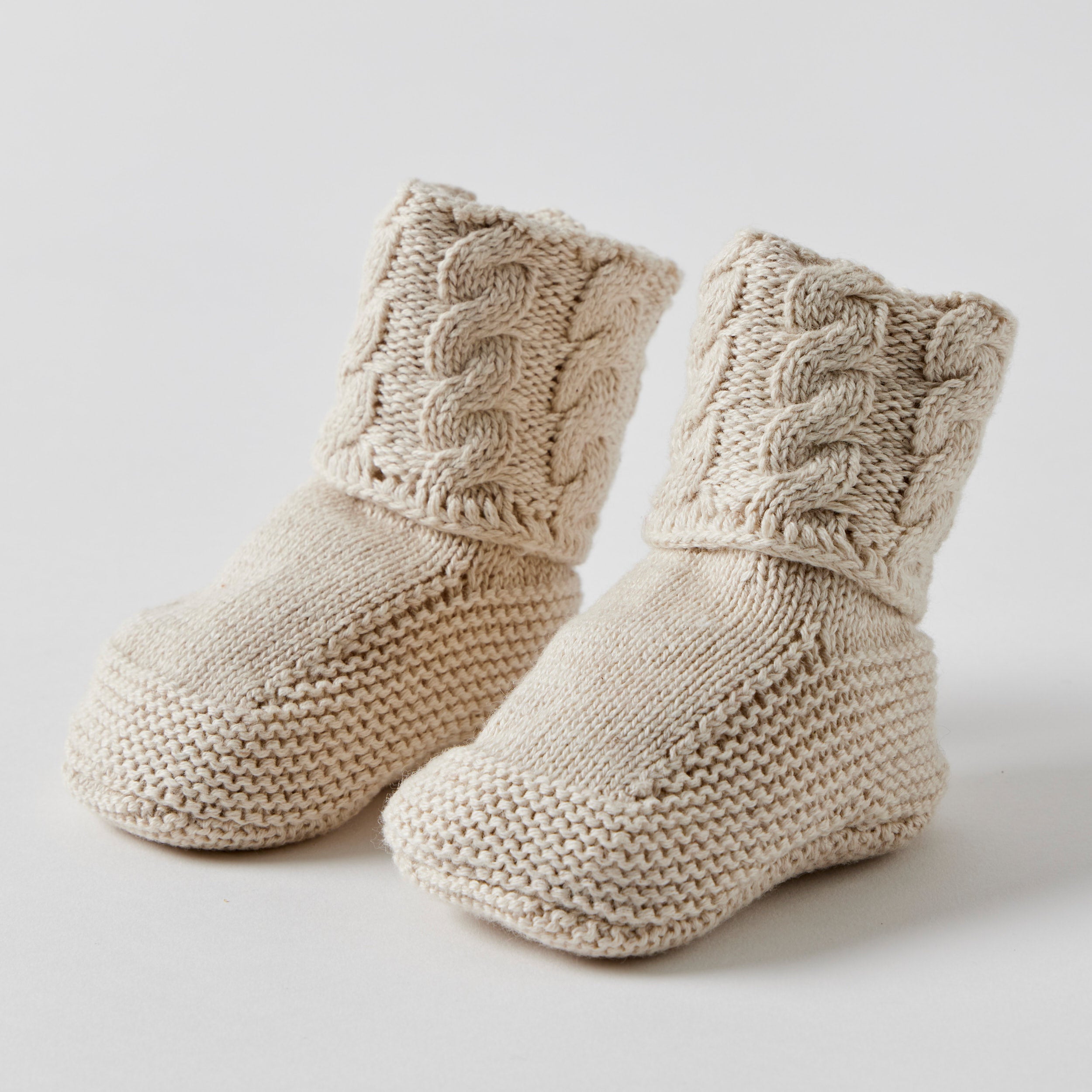 Cable Knit Booties Natural