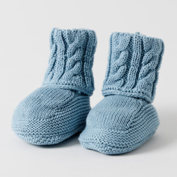 Cable Knit Booties Blue