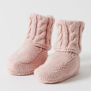 Cable Knit Booties Pink