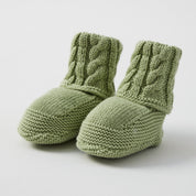 Cable Knit Booties Green