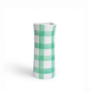 Mint Green Gingham Small Vase