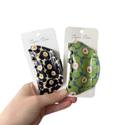 Large Flower Print Hair Claw Clip Black Floral