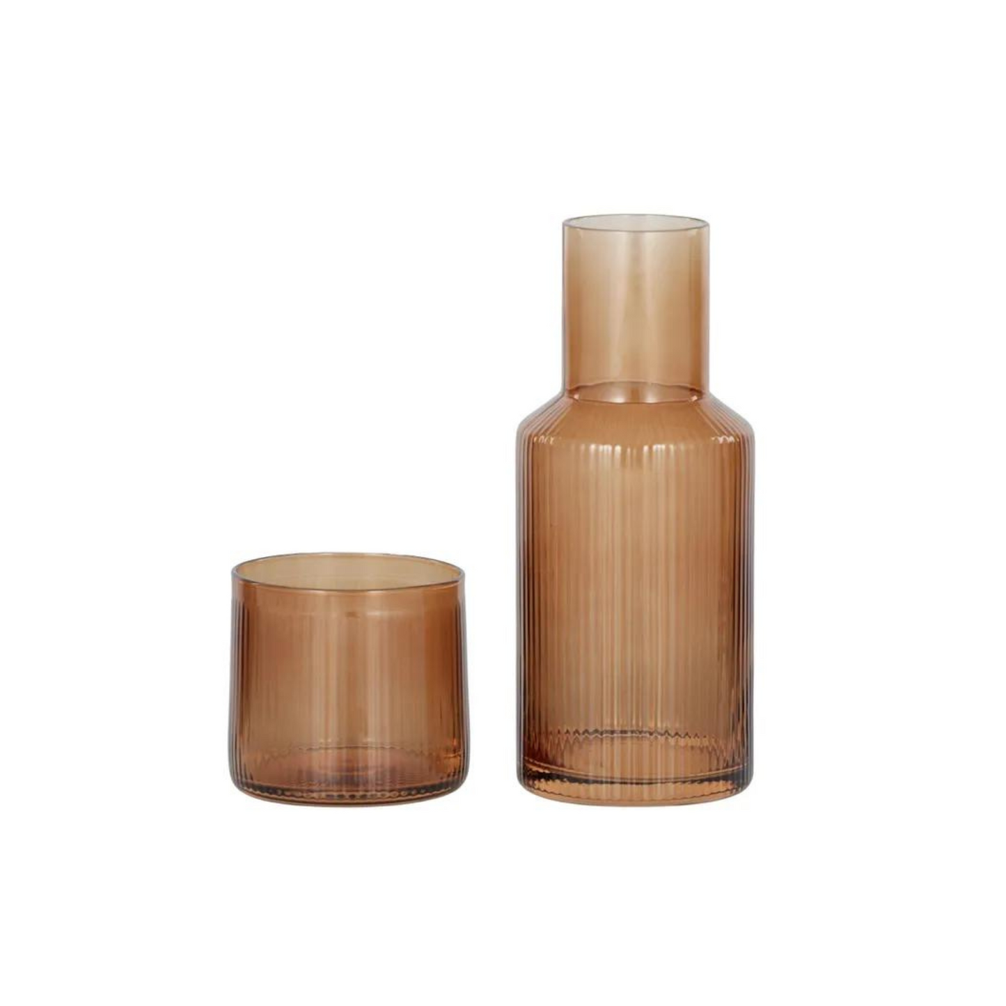 Mya Rib Carafe & Glass Set Amber