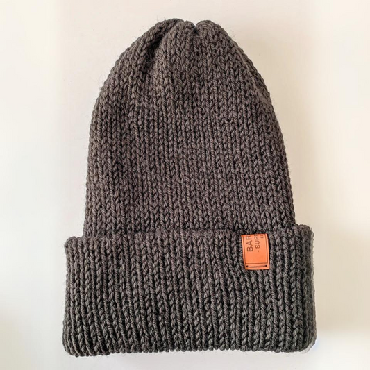 Wool Blend Double Knit Beanie Black