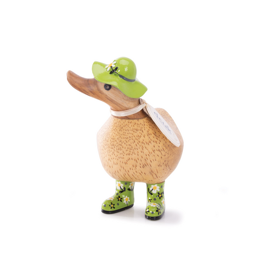 Floral Hat & Boots Duckling Green Small