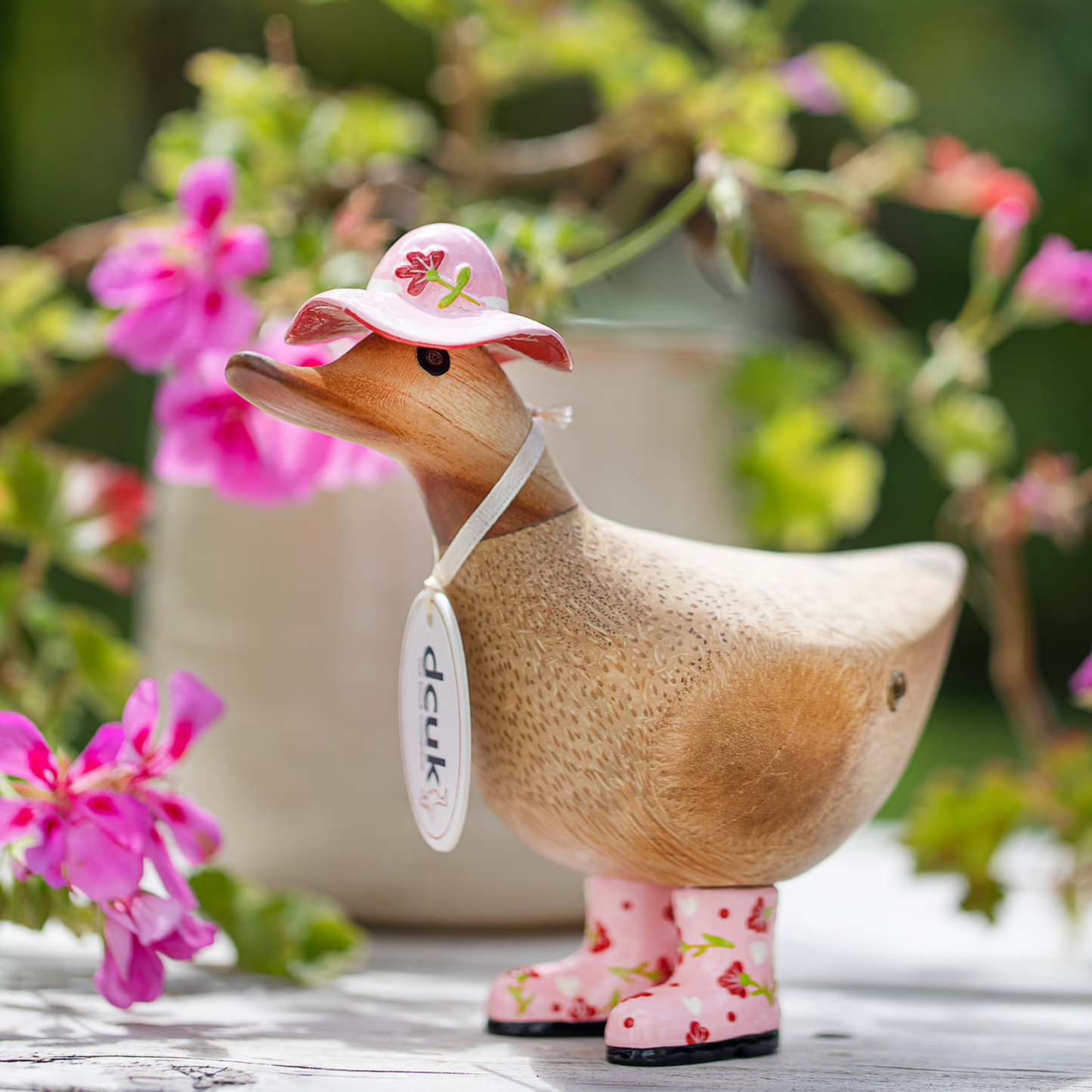 Floral Hat & Boots Duckling Pink Small