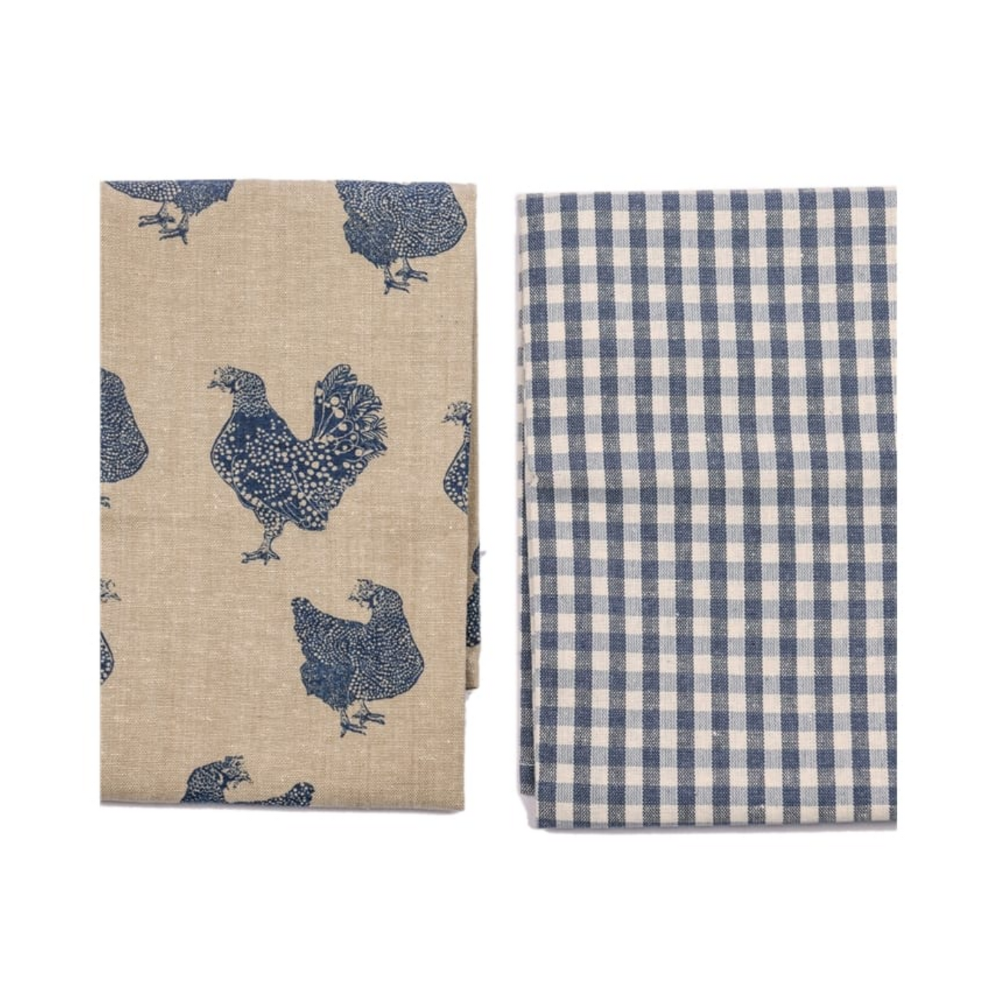 Gingham and Henrietta Tea Towel Set Blueberry