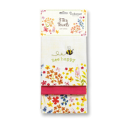 3 Pack Of Tea Towels Bee Happy