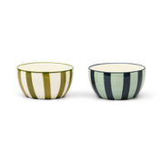 The Bella Dipping Bowls Green & Blue Stripe Set Of 2