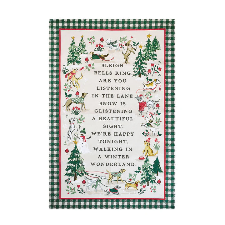 Winter Walkies Tea Towel Multi-Coloured
