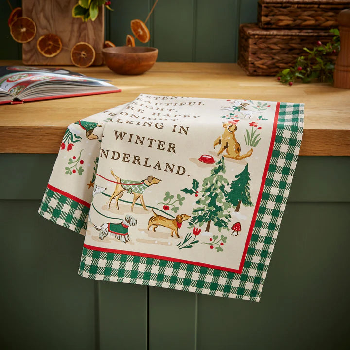 Winter Walkies Tea Towel Multi-Coloured