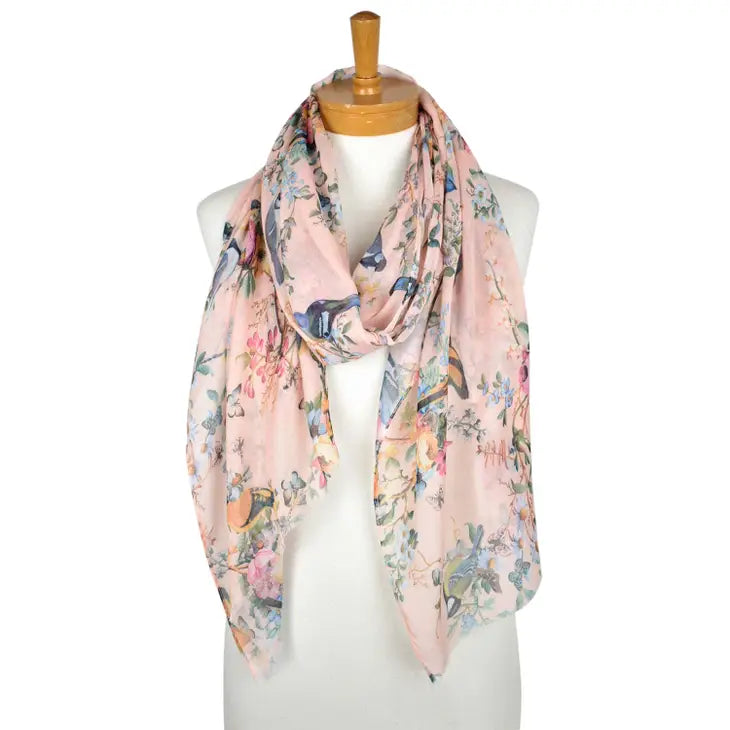 Soft Pink Bird Garden Scarf