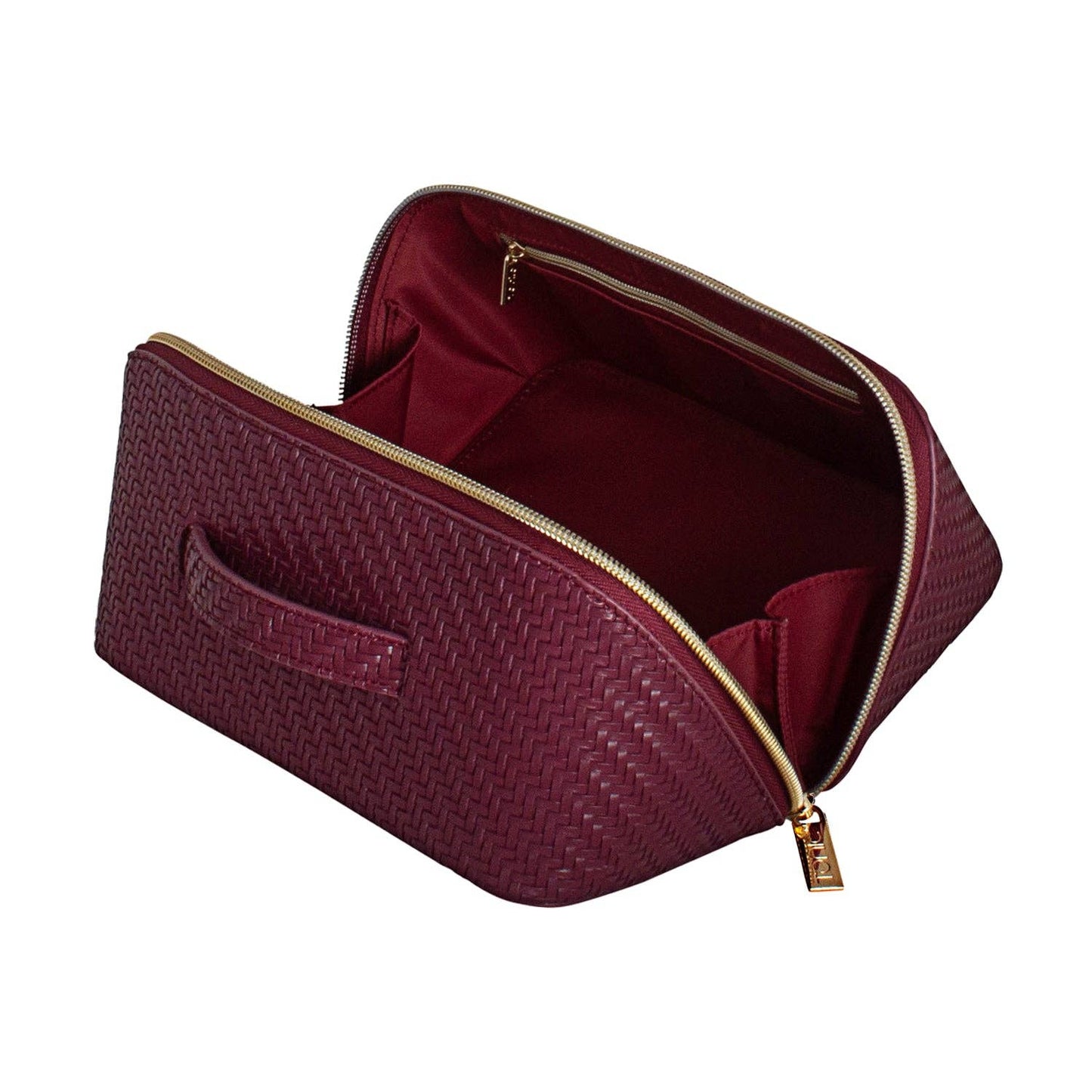 Herringbone Beauty Bag Medium Plum