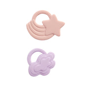 2 Pack Silicone Teethers Stars & Cloud Pink