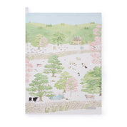 Spring Cottage Scene Tea Towel