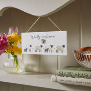 Rectangular Plaque Woolly Welcome Highland Sheep