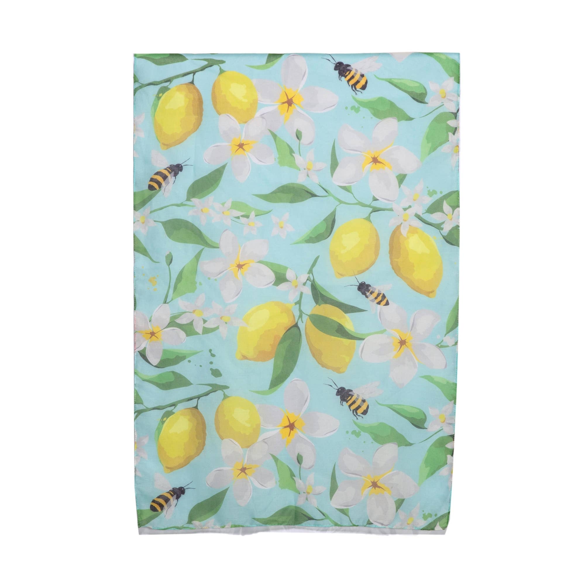 Aqua Lemons and Bees Scarf