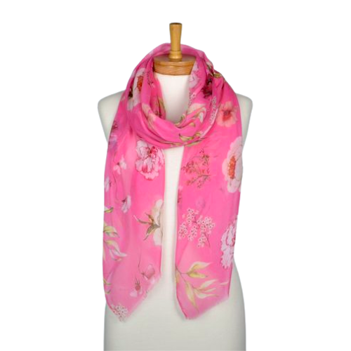 Pink Watercolour Flowers Scarf