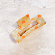 Checkered Flower Claw Clip Yellow