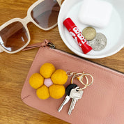 Felt Flower Keychain Charm Yellow