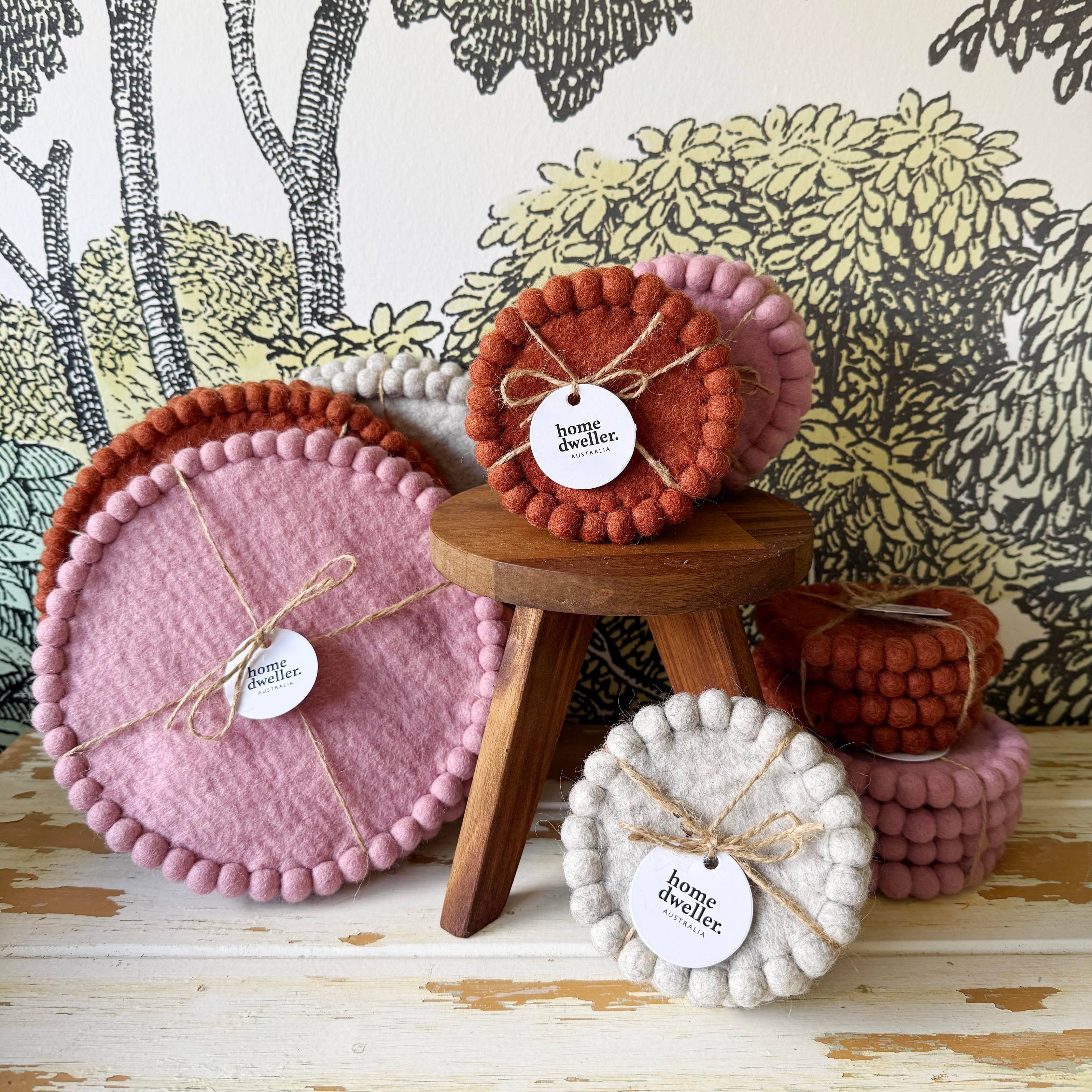 Felt Coaster Set Vintage Rose