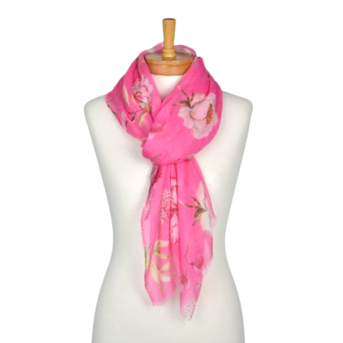 Pink Watercolour Flowers Scarf