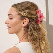 Triple Hawaiian Flower Claw Clip Red