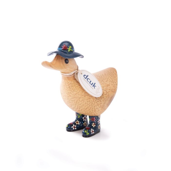 Floral Hat & Boots Duckling Blue Small