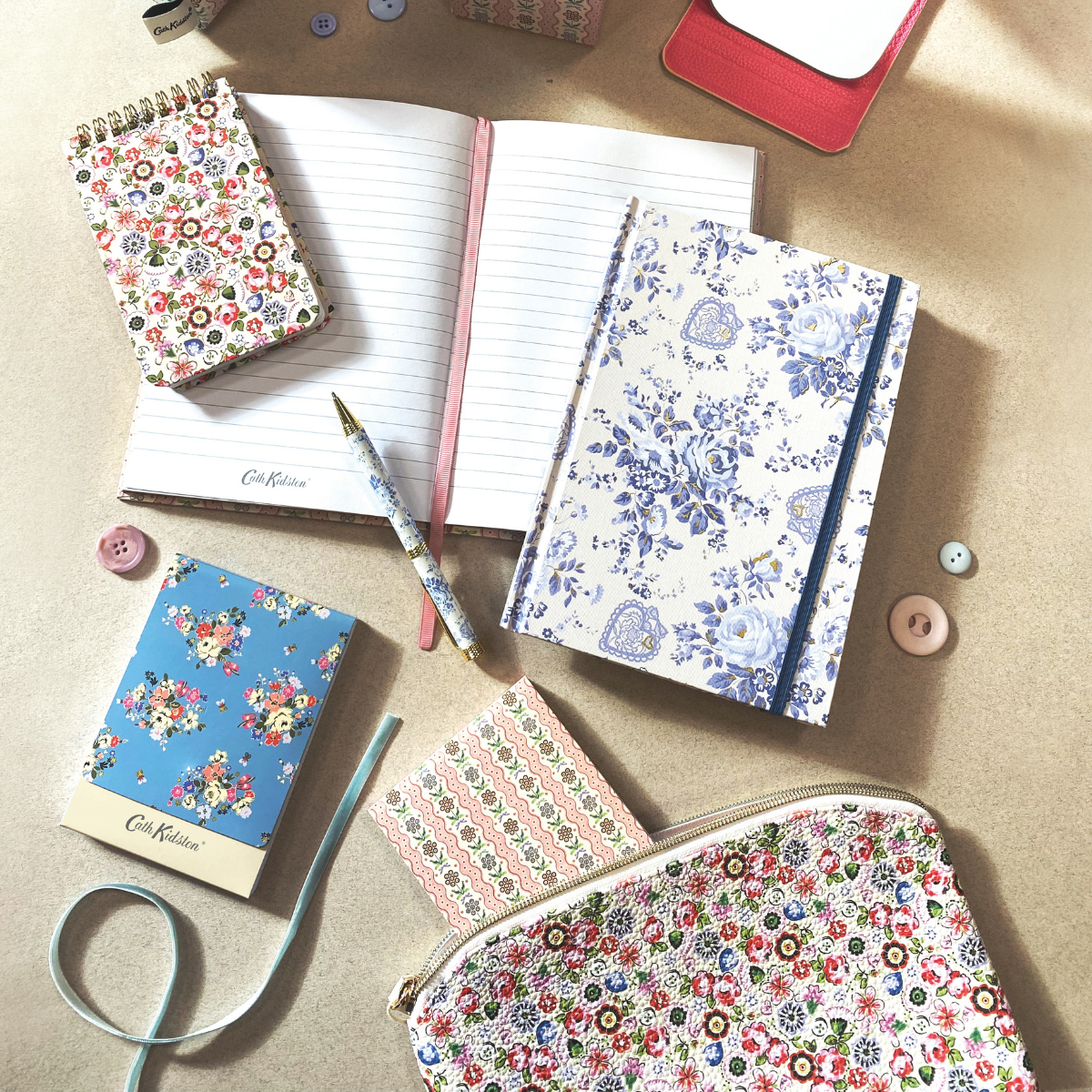 Large Zip Pencil Case Pouch Ditsy Meadow