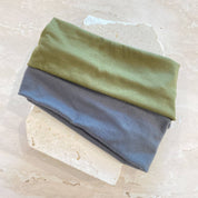 Soft Elastic Headband Set Green and Grey