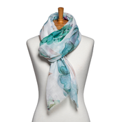 Cobalt Green Flower Mix Scarf