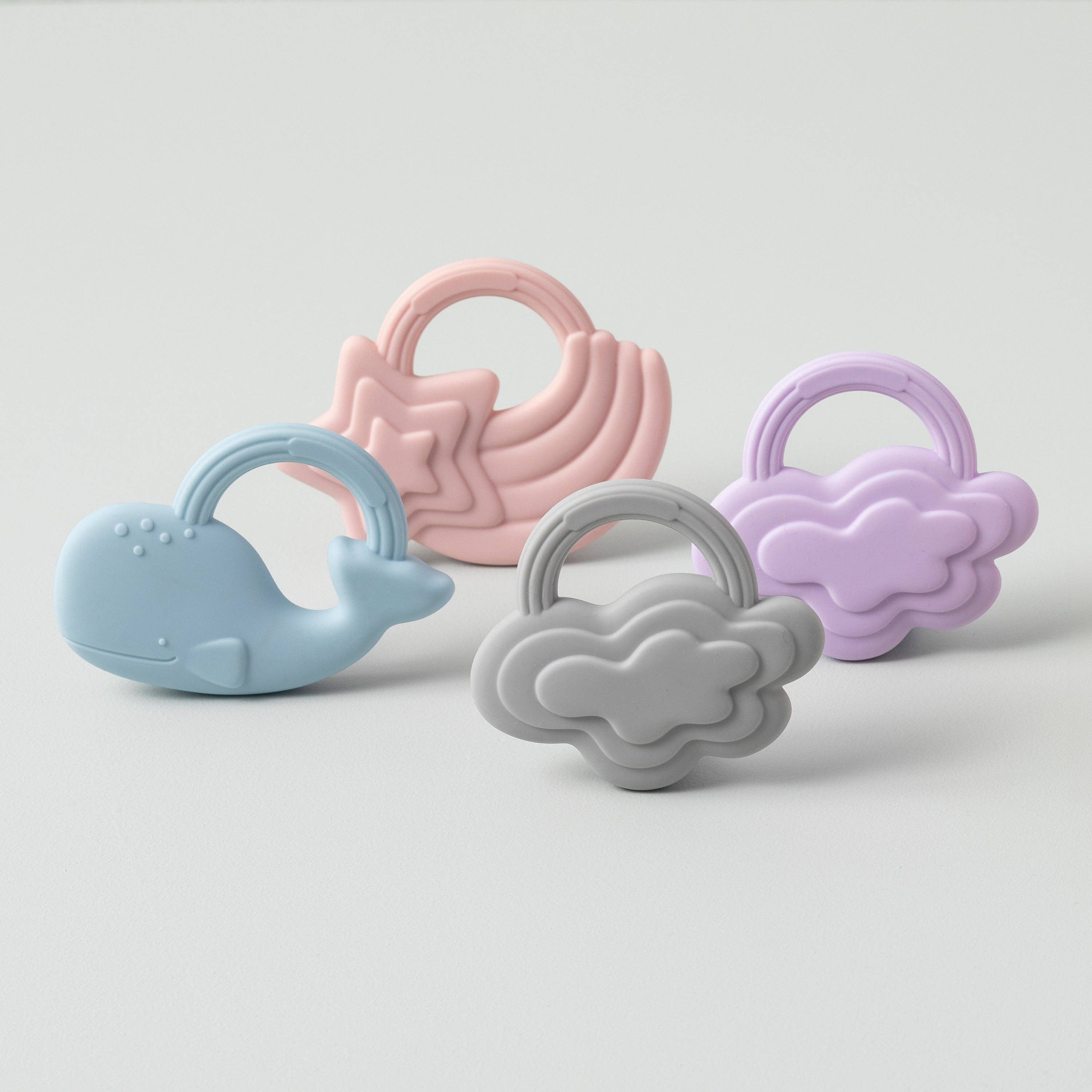 2 Pack Silicone Teethers Stars & Cloud Pink