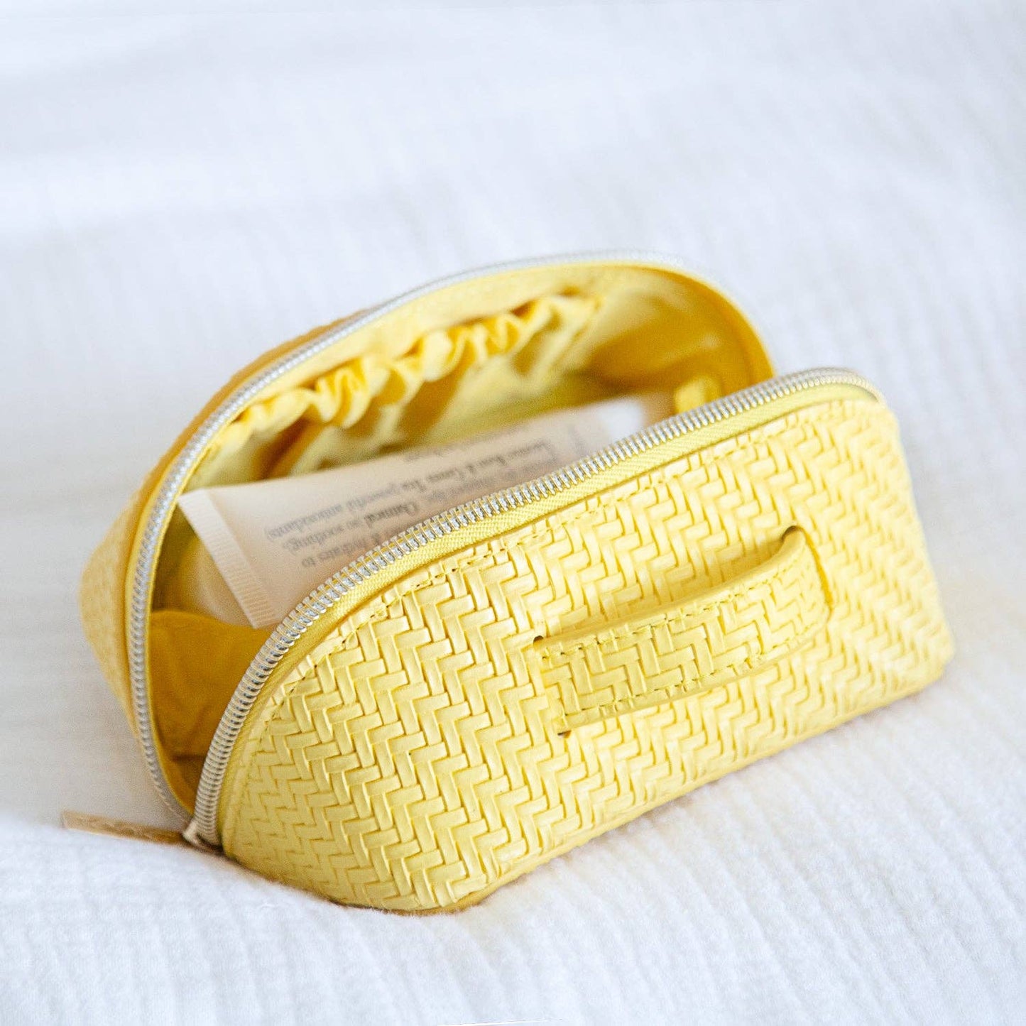 Herringbone Beauty Bag Small Lemon