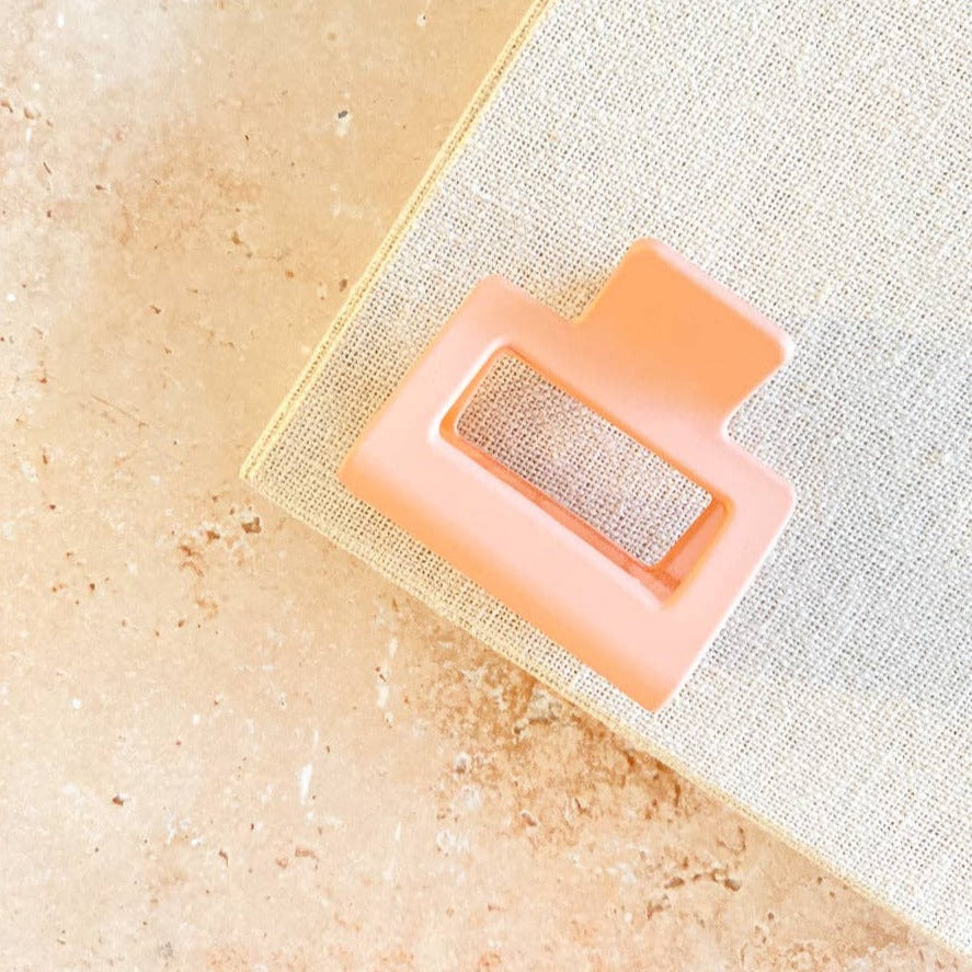 Matte Petite Rectangle Claw Clip Peach