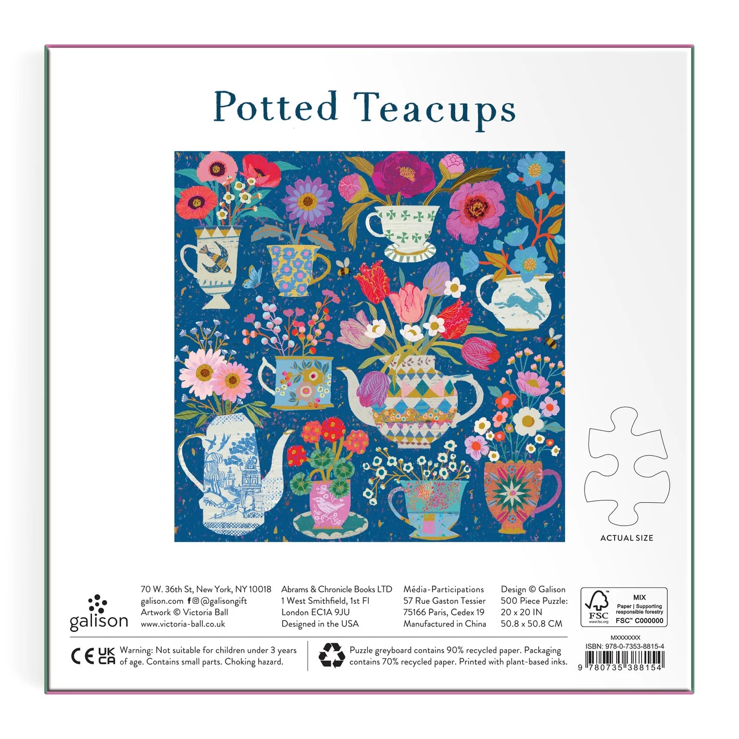 Victoria Ball Potted Teacups 500PC Foil Puzzle