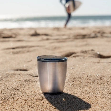 HuskeeSteel 8oz Reusable Coffee Cup & Lid White