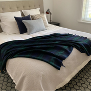Black Watch Recycled Wool Blend Scottish Tartan Blanket